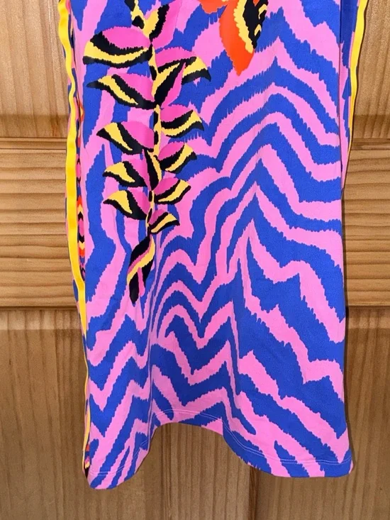 NWT Adidas x Farm Rio Pink & Blue Zebra-Stripe Mini Tank Dress-M - Picture 9 of 13